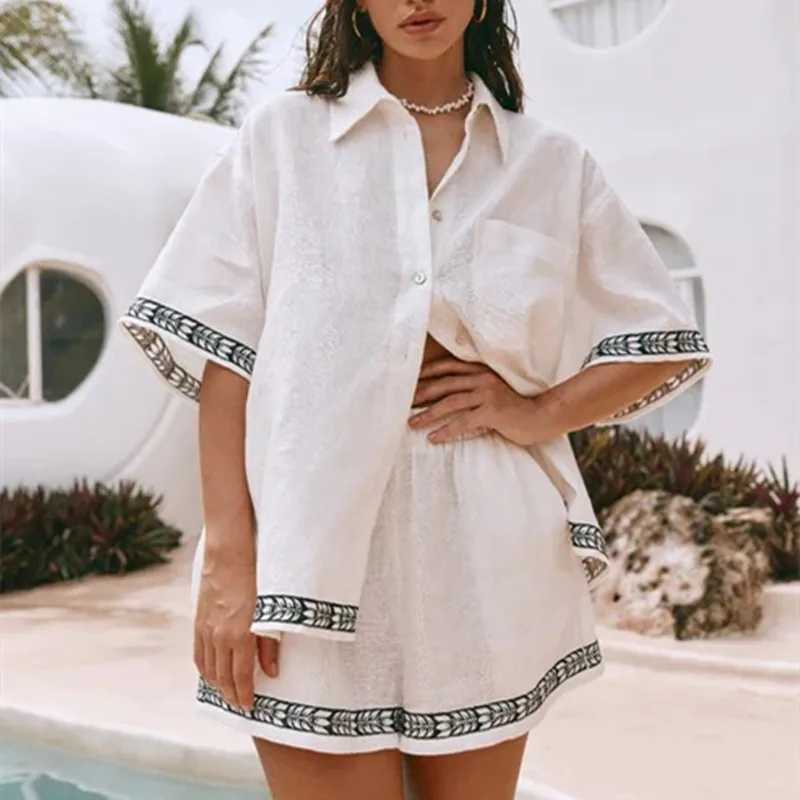 Women's Two Piece Pants Hirigin Women Summer Shorts Outfits Fashion Print Short Slve Shirts Tops Elastic Waist Shorts Vintage 2 Pieces Clothes Se