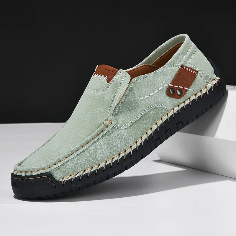Handmade Leather Men Shoes Casual Comfortable Men Slip On Leather Loafers Men Flats Moccasins Tooling Shoes Man 241213