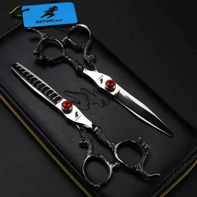 New Arrival Professional Japan 440c Ruby Bearing Hair Scissors Cutting Barber Haircut Thinning Shears Hairdresser Scissors Z241213