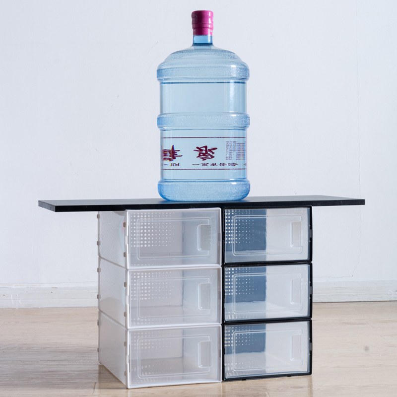 Small double frame plastic transparent shoe box Amazon hot selling folding storage box dustproof and waterproof PP basketball shoe box