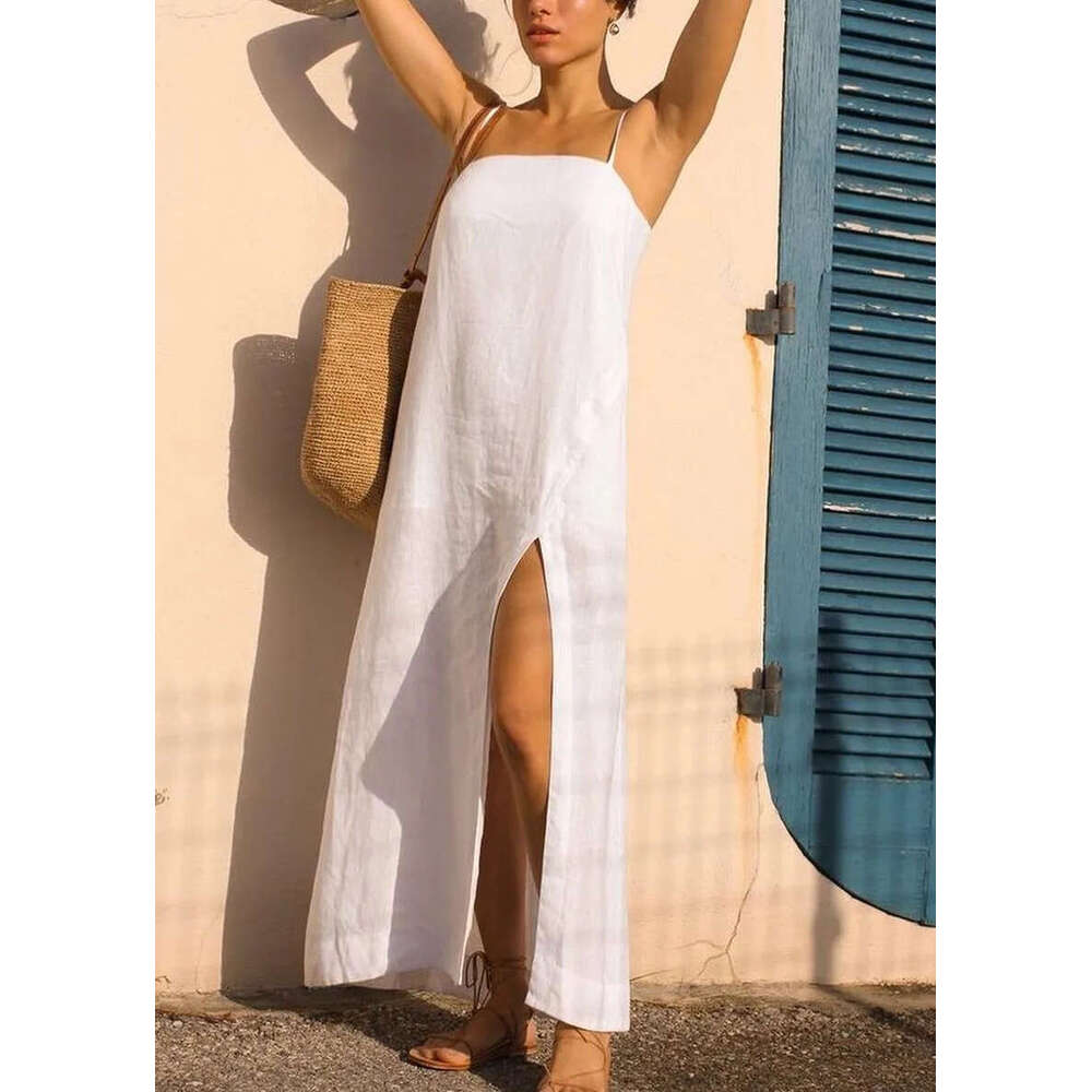 European American Fashion Casual Cotton And En Slit Suspender Dress, Fashionable Quality Classic
