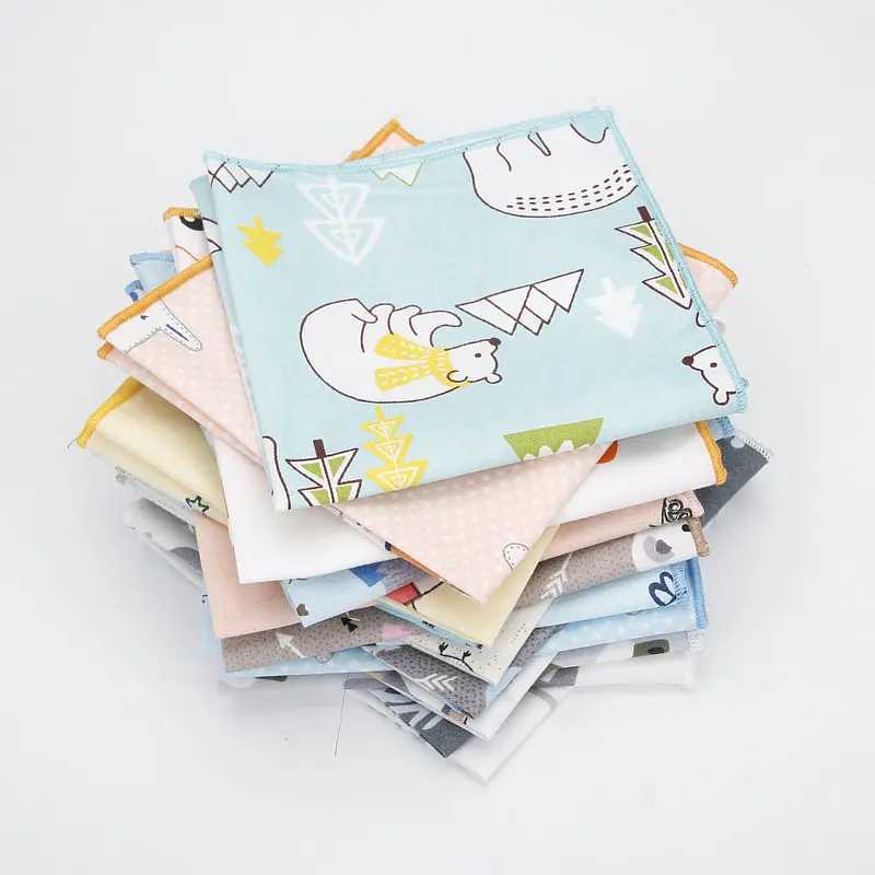 25*25cm Brand New Mens 100% Cotton Animals Handkerchief For Man Star Bear Print Pocket Square Chest Towel Suits Hankies W241213