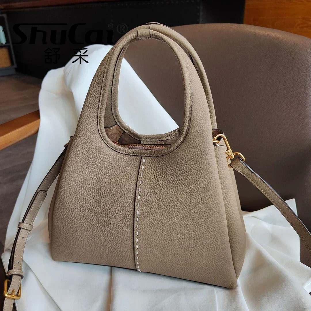 Genuine Leather New Vegetable Basket Handbag Korean Commuting Shoulder Crossbody Designer Bags For Women