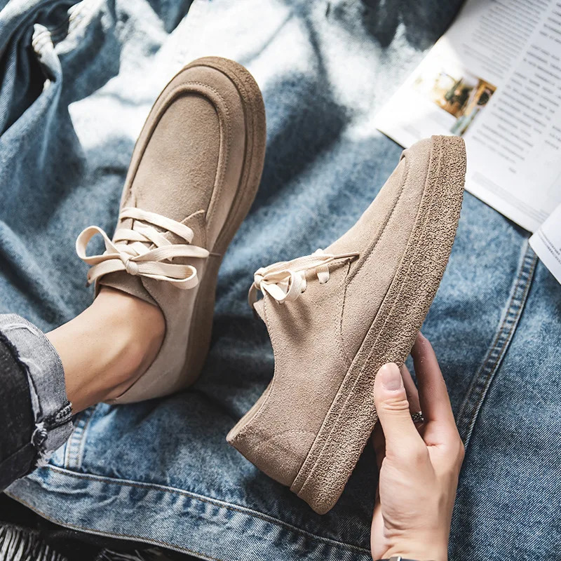Cowhide Mens Shoes Fashionable Shoes Versatile Shoes Low Top Boots Retro Casual Leather Shoes Mens British Work Shoes 241213