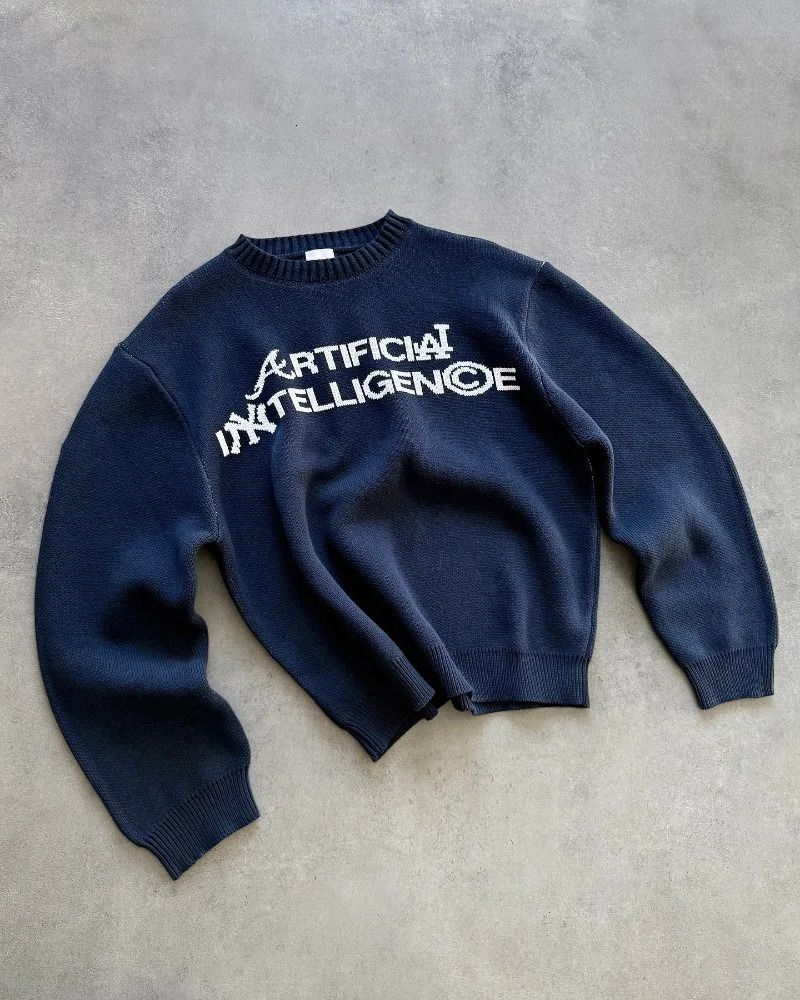 American vintage crewneck hoodie Men y2k Harajuku fashion letter printed sweater couple casual loose trend street 241213