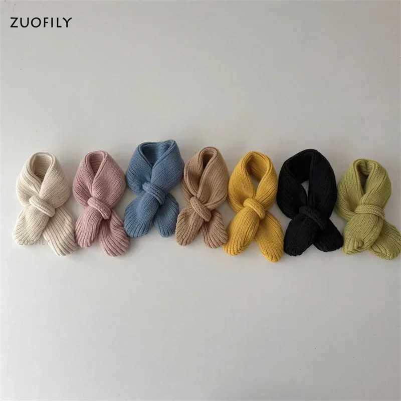Scarves Wraps Soft Knitted Kids Scarf Winter Warm Infant Toddler Neck Warm Fashion Children Girl Boy Scarves Baby Bib Solid Color Neckerchief H241213