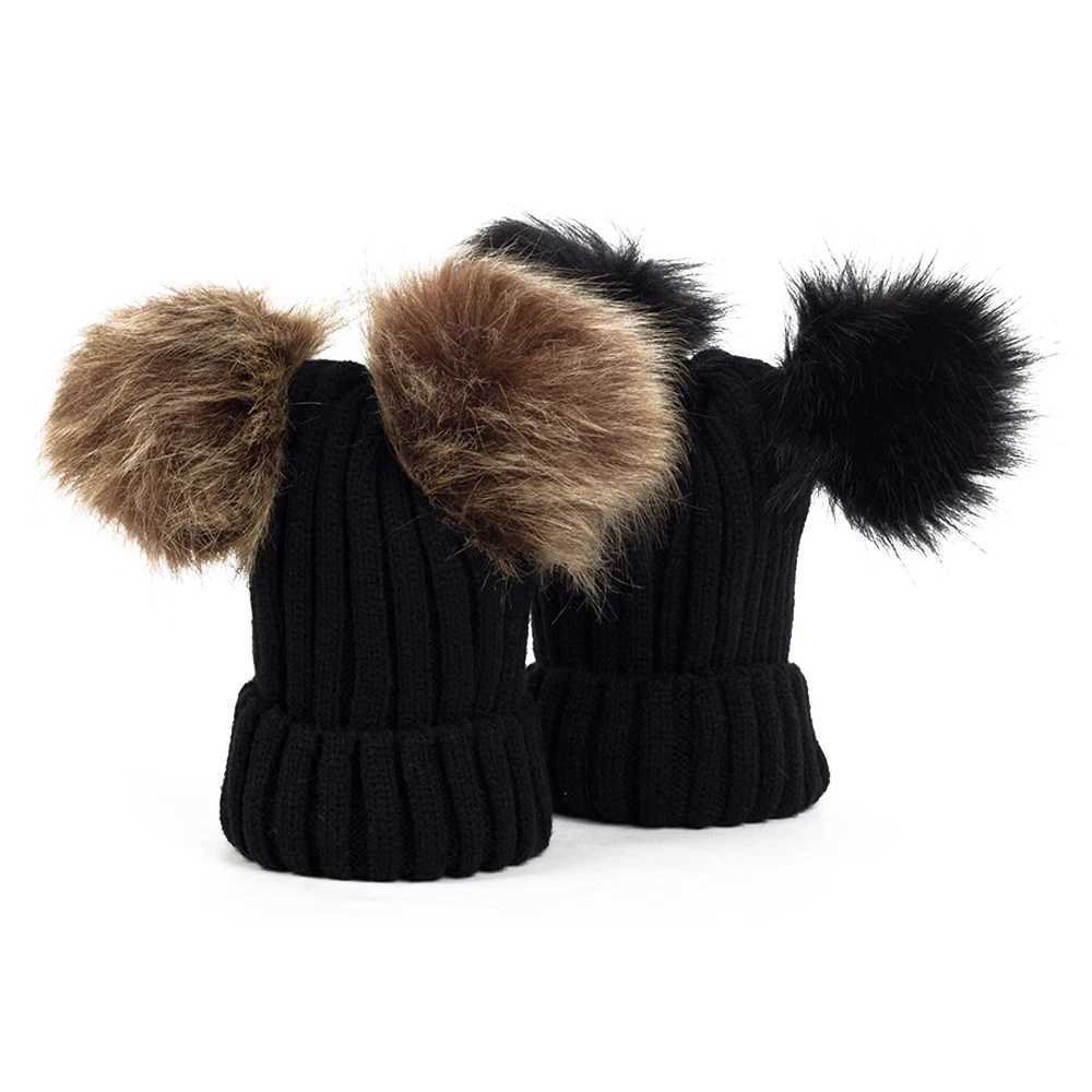 Newborn Baby Girls Solid Knitted Pompom Ball Caps Infant Autumn Winter Warm Skullies Beanies Hats Soft Cotton Caps Hat 1-3YXJ241213