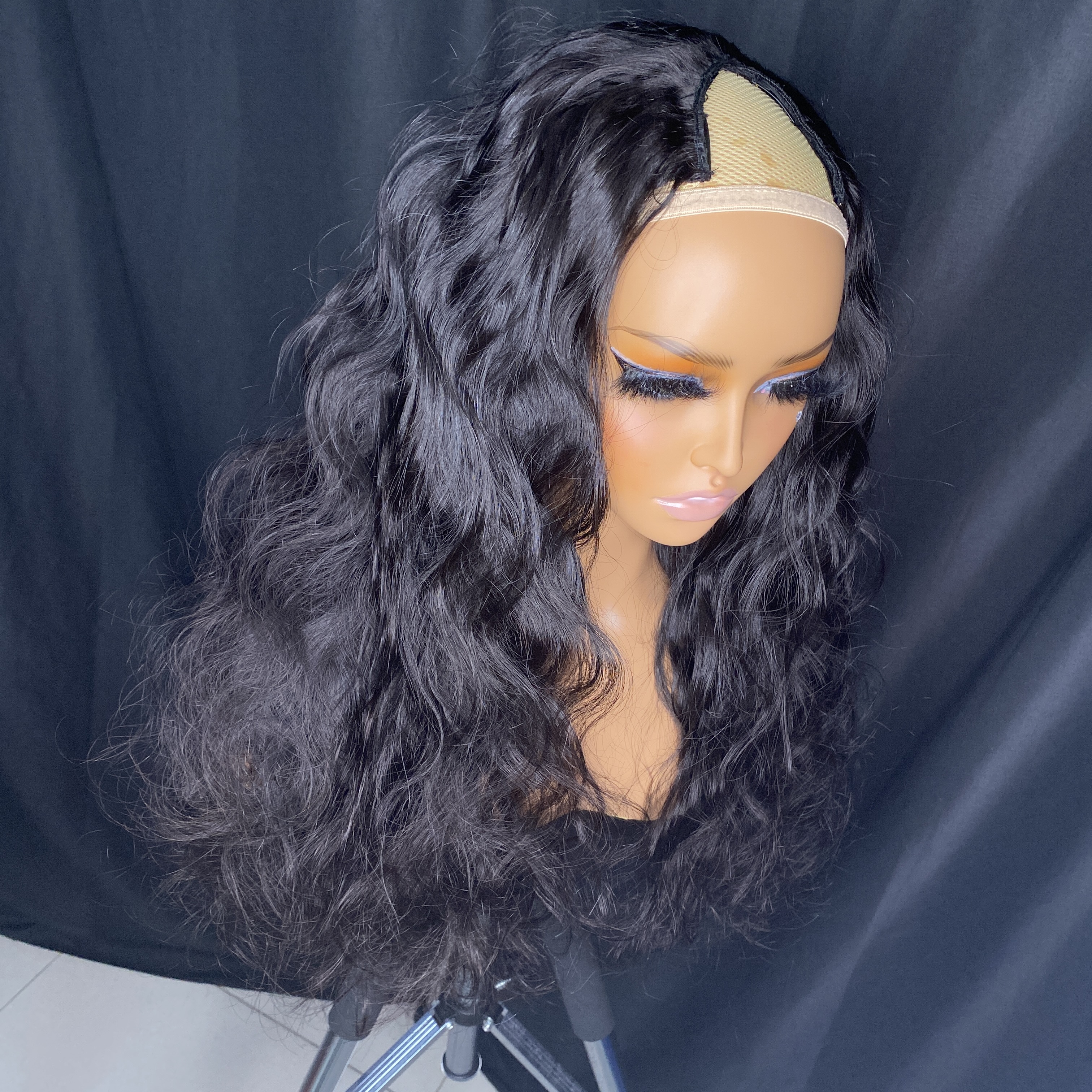 Wholesale Peruvian Indian Brazilian 1b Natural Black 100% Raw Virgin Remy Human Hair Body Wave V Part Wig