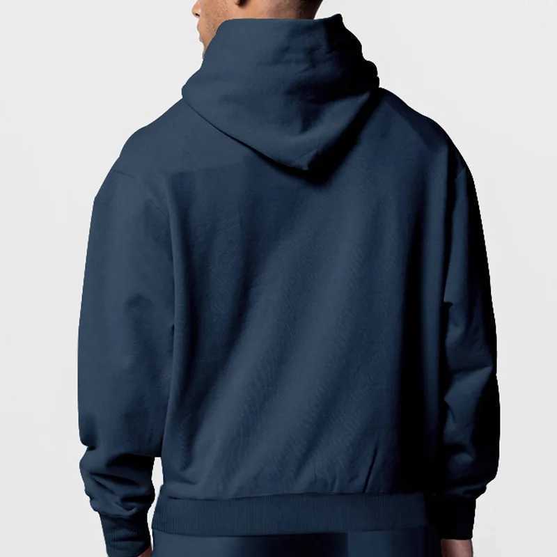 Autumn and Winter Mens Solid Color Zipper Long Sleeve Hoodie Sports and Leisure Wool Warm Hoodie W241213