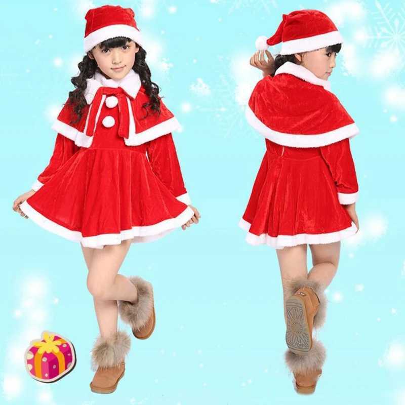 Christmas costume childrens dress up boys and girls performance costume set Santa Claus costume hat+cloak+tight fitting clothes or hat+top+pants+belt 