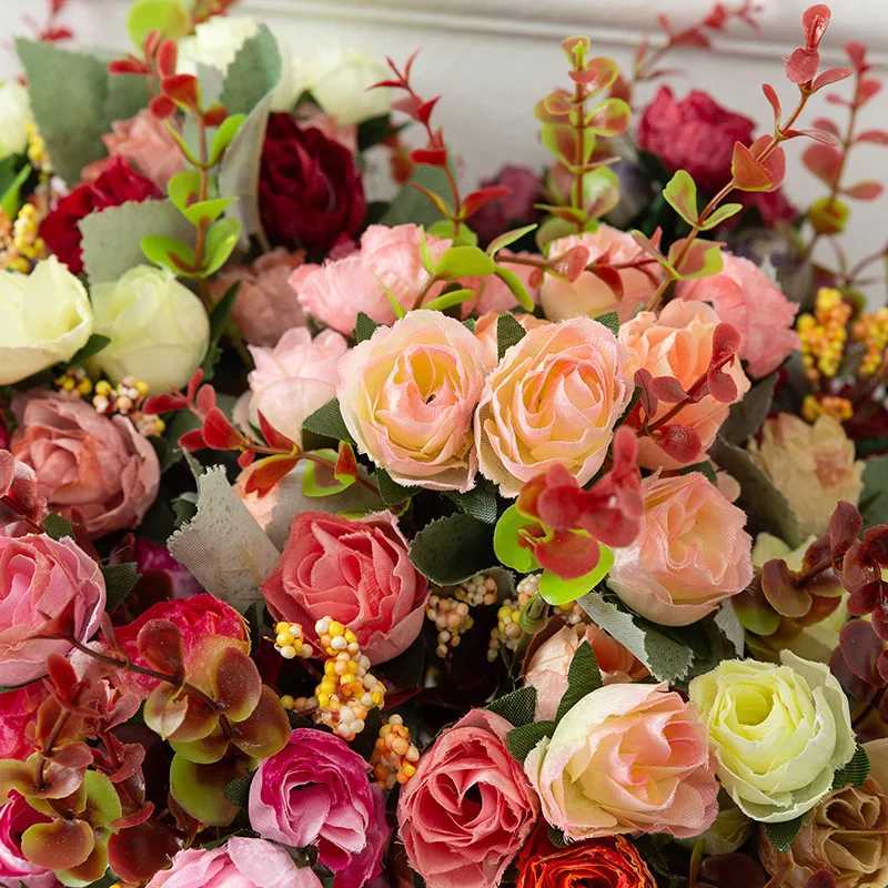 Rose Artificial Flowers Silk Flower with Stems Fake Flowers Bouquet Centerpiece for Party Table Floral Home Bridal Wedding DecorXJ241212