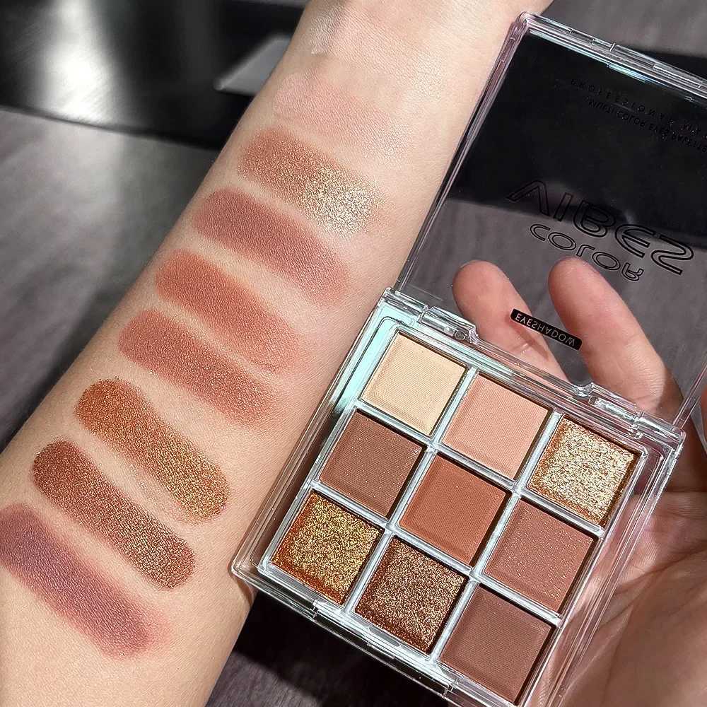Sexy Charming Deciduous Red Brown Eye Shadow Makeup Palette Chocolate Brown Pearl Glitter Powder Nine Color Eye Shadow Palette W241213