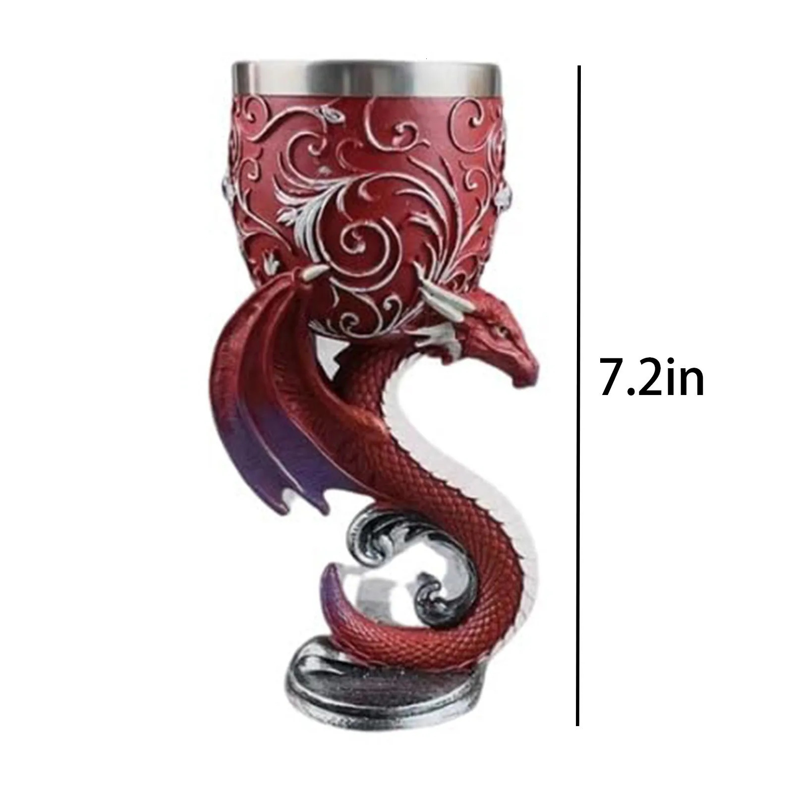 3D Carved Vintage Gothic Champagne Glass Handmade Stainless Steel Vintage Wine Glass 3D Carved Water Goblet Retro Wine Cup 241212