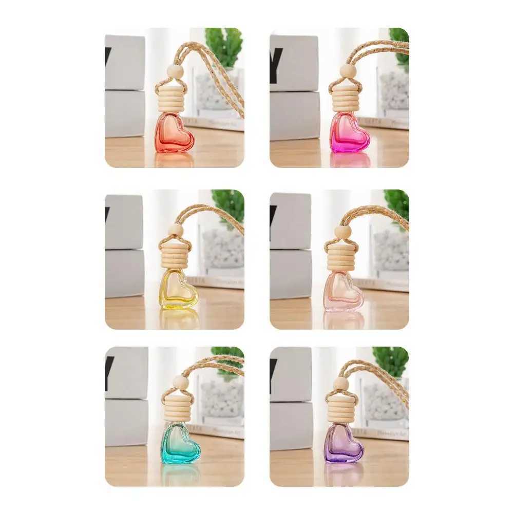 Car Interior Hanging Decor Heart Shaped Aroma Bottle 6ml Essential Oil Diffuser Fragrance Air ener Car AccessoriesXJ241213