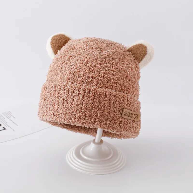 Baby Hat Winter Korean Sle Baby Plush Hat for Boys and Girls Knitted Warm Ear Protection Autumn and Winter Childrens Wool HatXJ241213