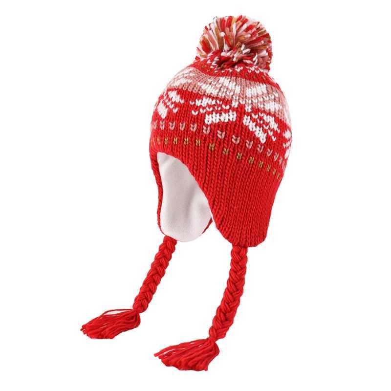 Snowflake Knitted Hat for Women Outdoor Warm Ear Protection Hair Ball Hat Winter Hats for Girl Baby Caps for Girl XJ241213