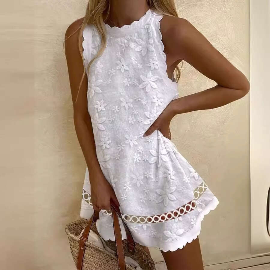 Summer New Loose Round Neck Lace Sleeveless Vest Dress, Fashionable Quality Classic