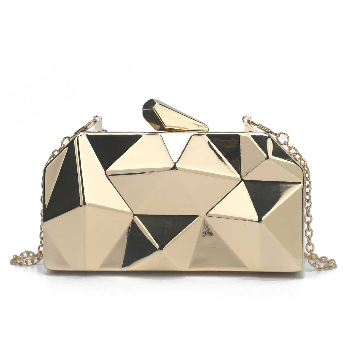 Clutch Bag Korean New Handheld Womens Bag Diamond Iron Box Dinner Bag Irregular Chain Handheld Bag Metal Dinner Bag Women Tote Bag 240920