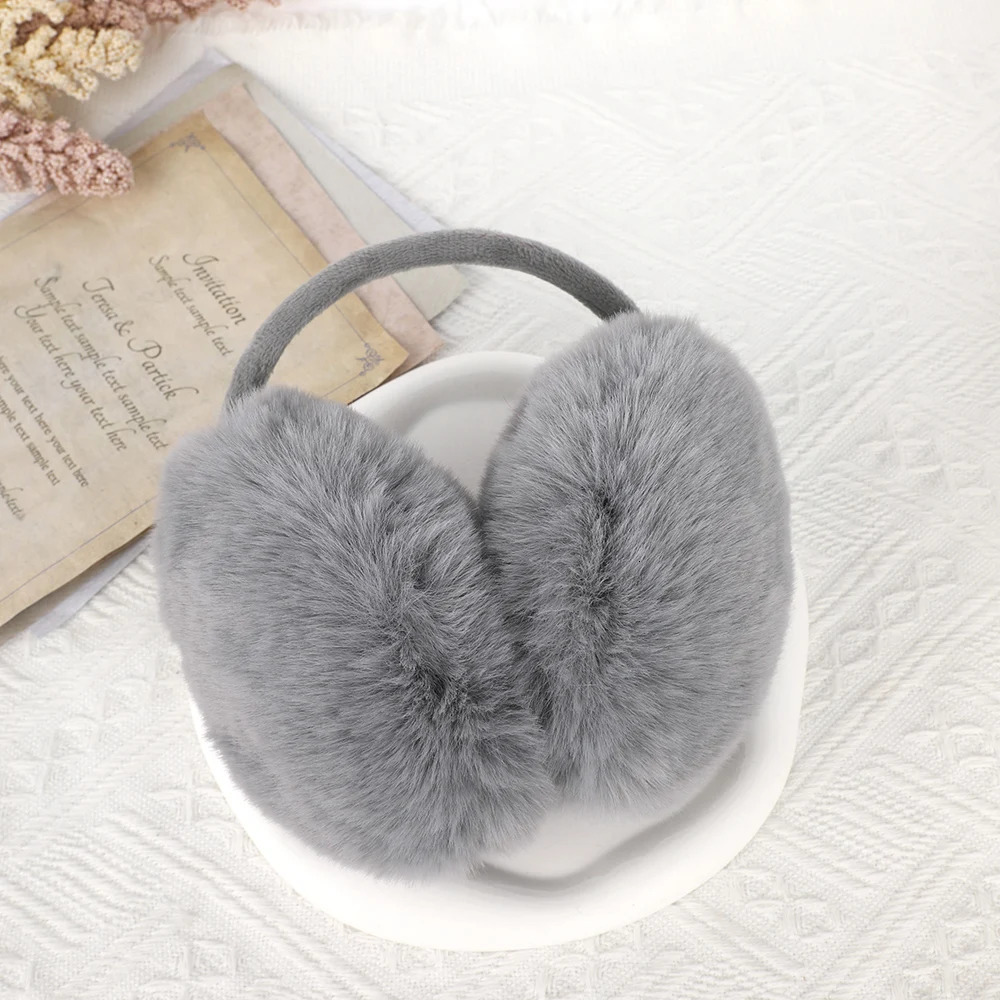 Womens fur winter warm ear muffs cat ear muffs sparkling sequins solid color fluffy ear muffs 241211