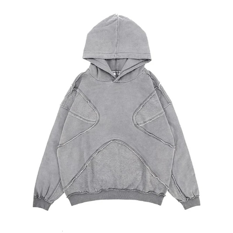 2024 Winter Hip Hop Splicing Retro Hoodie Sweater Old Warm Creative Outdoor 241212