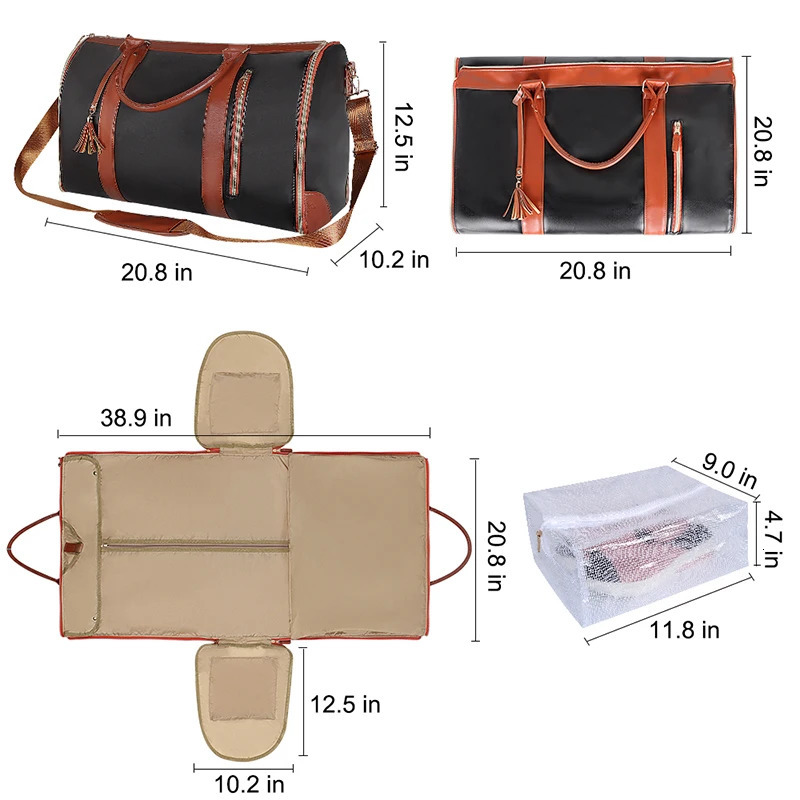Fashion Large PU Folding Suit Storage Bag Women High Capacity Foldable Travel Bag Travel Sport Outdoor Multi Function Organ 241212