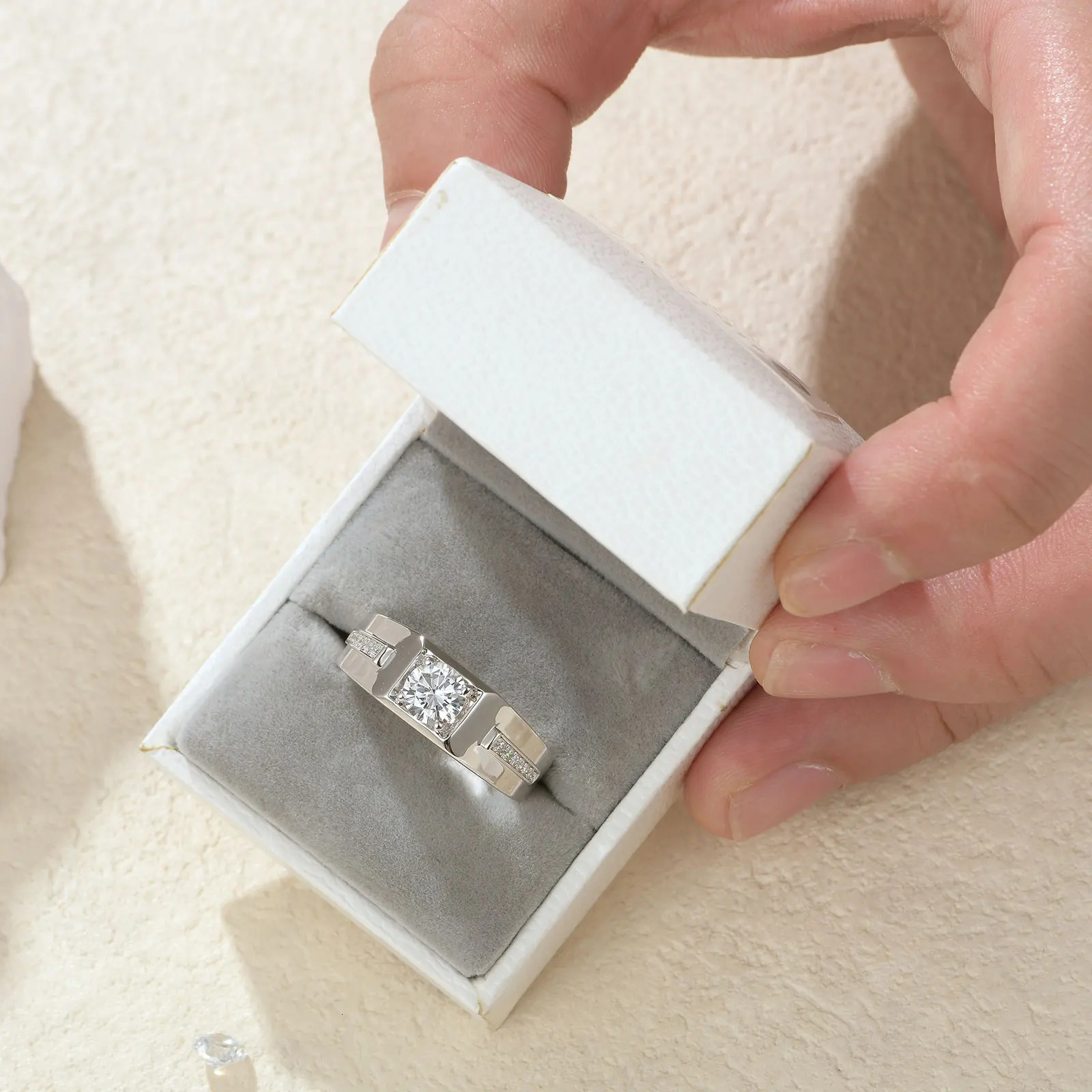she Mens Wedding Ring 925 Pure Silver Card Round Cubic Zircon Promise Size 812 241210