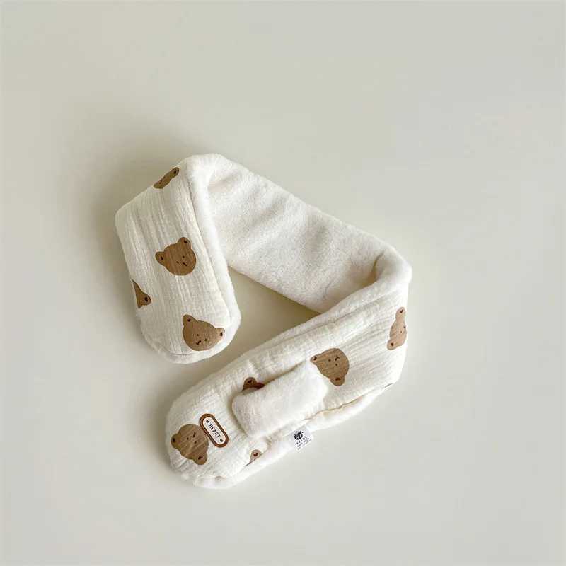 Scarves Wraps Korean Baby Winter Scarfs for Girls Boys Bear Fleece Children Neck Warmer Cross Warm Kids Scarves Baby Accessories 1-6Y H241213