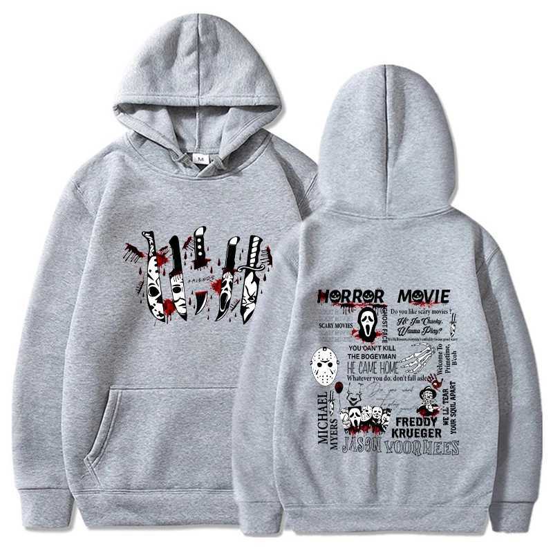 Friends Knife Horror Movie Halloween Hoodies Men Fashion Long Sleeve Sweatshirts Women Cool Casual Harajuku Streetwear Pullovers W241213