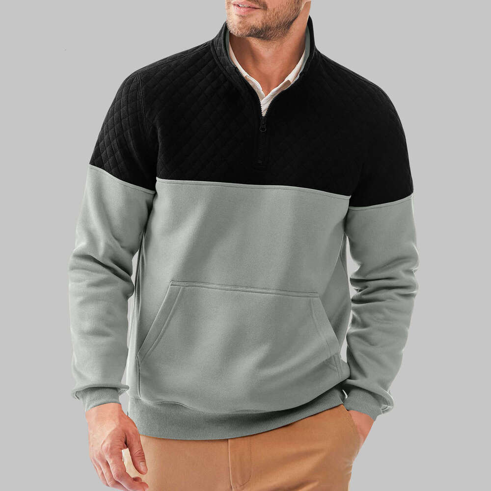 Color Blocked Half Zipper Pullover Outdoor Casual Hoodie 6788 Fashionable Quality Classic