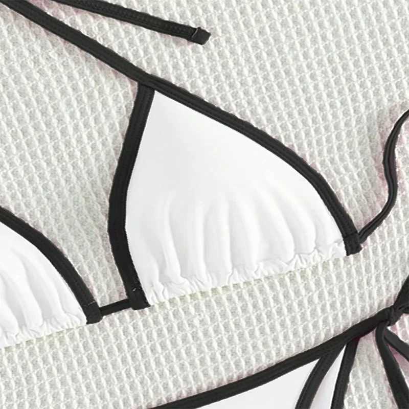 Sexy Contrasting Colors Micro String Bikinis Sets Swimsuit 2024 Women Halter Mini Thong Swimwear Biquinis Beachwear Bikini MujerXJ241212