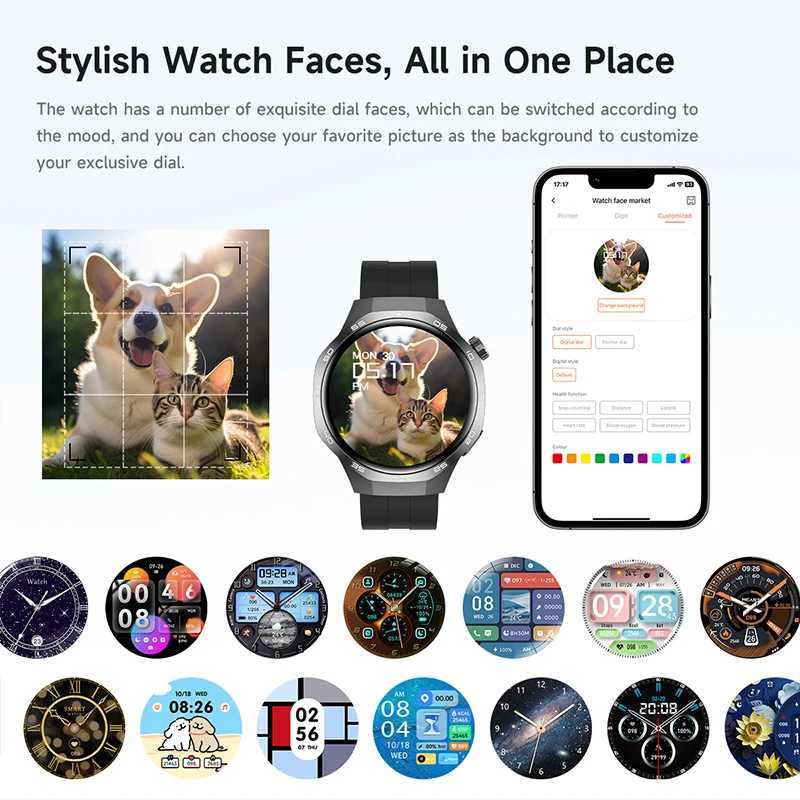 Watch GT Series 5 Pro GPS Sports Smart Watch Mens Heart Rate BT Calling Compass Waterproof NFC Mens Smart Watch Suitable for Android iOS T241213