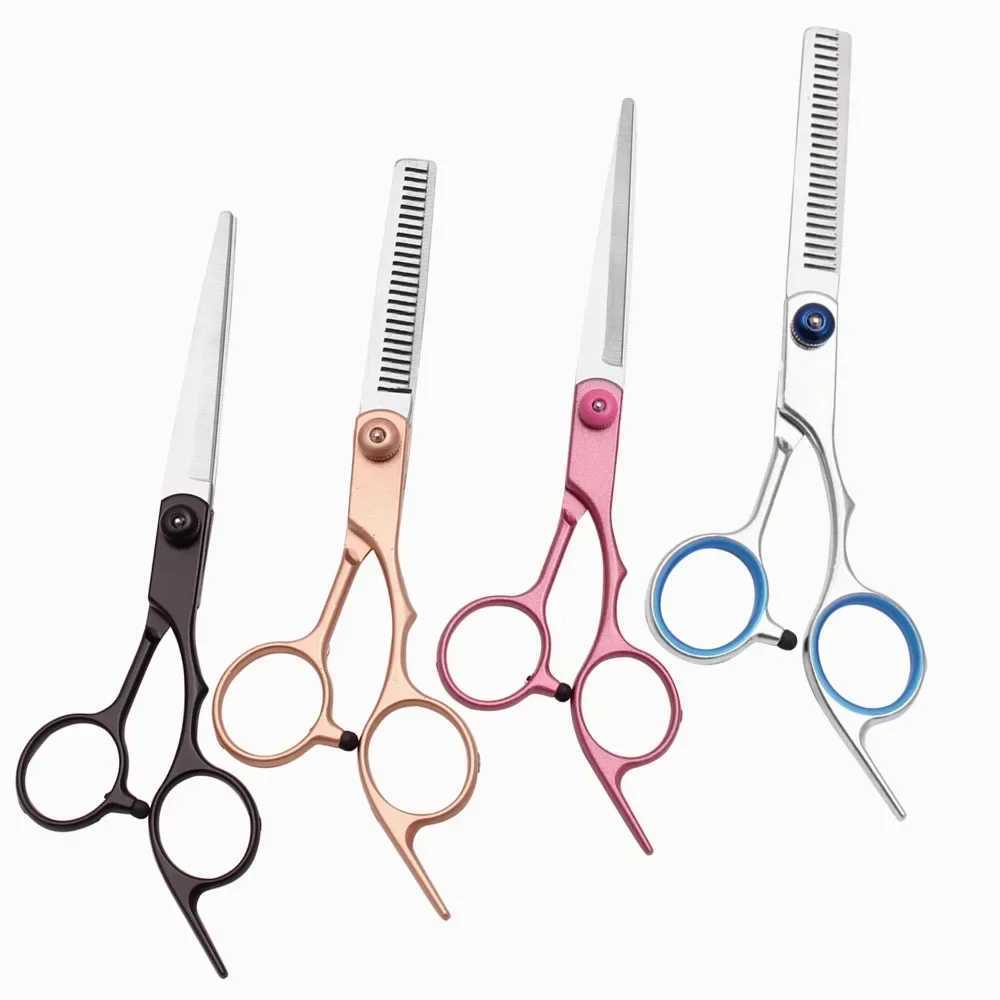 New Arrival 2Pc Professional Hairdressing Scissor Hair Thinning Scissors Multicolor Bangs Broken Hair Tooth Scissor Professional Barber Tool Z241213