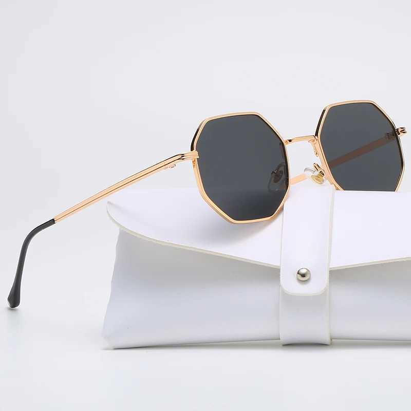 Polygon Metal Sunglasses Vintage Frame For Women Sunglasses Men Luxury Brand Design Sun Glasses Women Mirror Sunglasses Uv400XJ250306