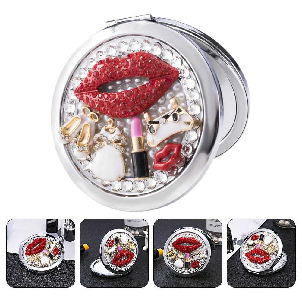 Cosmetics Pocket Mirror Rhinestone Vanity Portable Rhinestones Delicate Folding WomanXJ241213