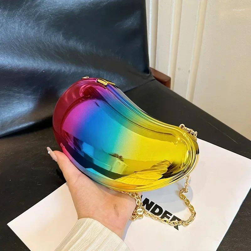 2025 NEW Totes Acrylic Shell Shape Clutch Bag Women Evening Party Cute Metal Shiny Purse Gold Sier Handbag Quality zhanyishengli