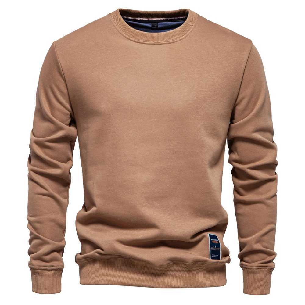 Y2K Techwear Brand Quality Cotton-Blend Mens Crew Neck Solid Color Pullover Sweatshirts Pullover Casual Sport Sweatshirt For Men W241213