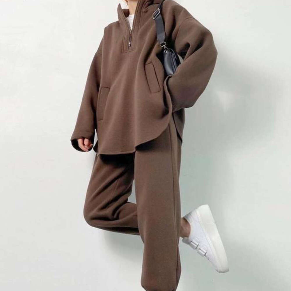 Spring And Autumn New Women's Zipper Hooded Two-Piece Set Trendy Clothing Fashion Casual Temperament