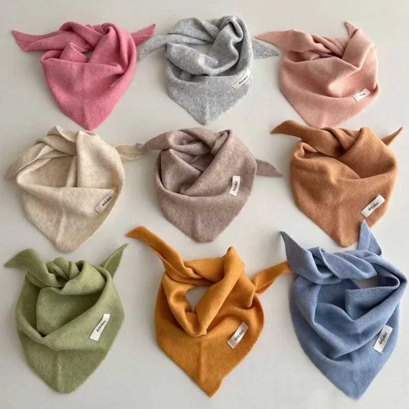 Scarves Wraps Baby Wool Triangle Scarf Autumn Winter Warm Windproof Neckerchief Kids Knitted Towel Solid Boys Girls Childrens Cashmere Scarf H241213