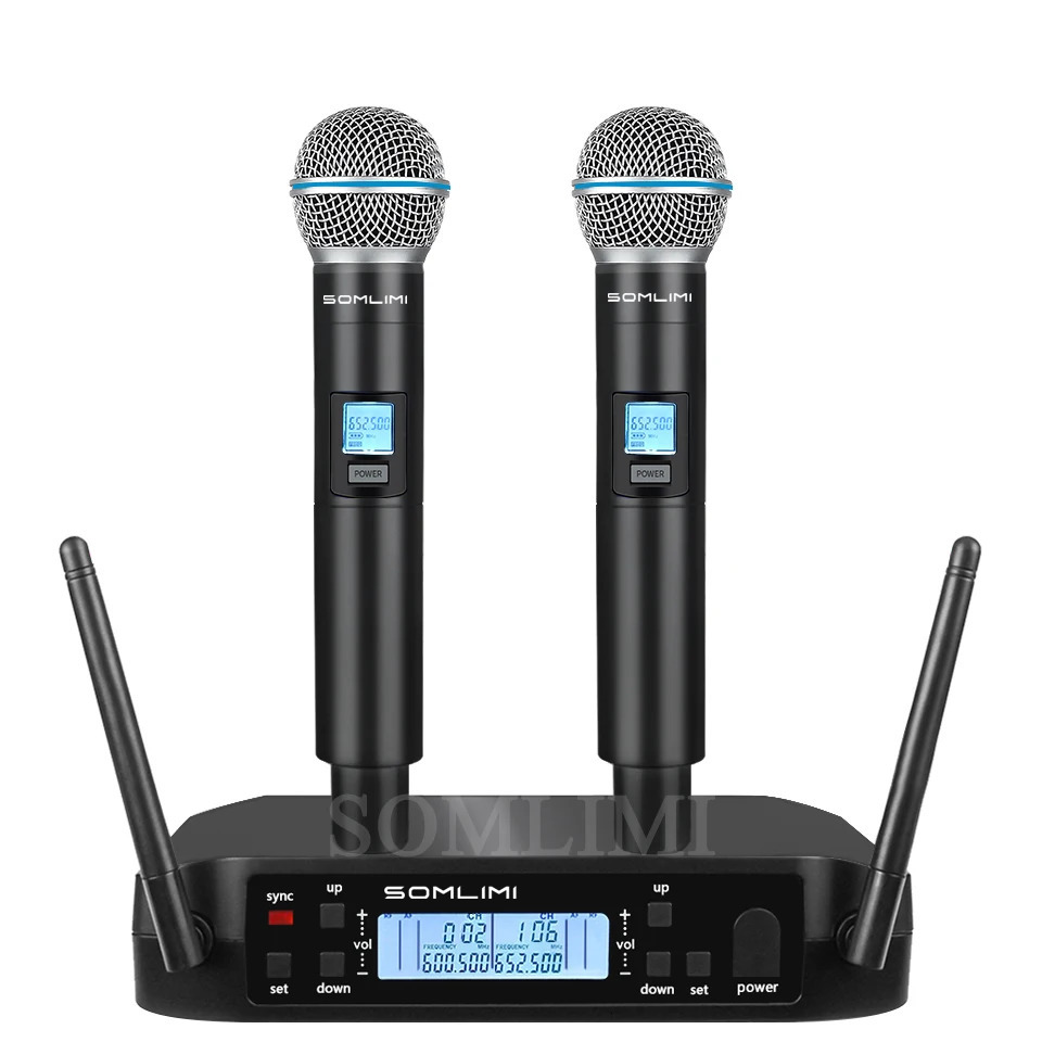SOMLIMI GLD58 Wireless Microphone Professional UHF System Handheld Microphone Used for Stage Speeches Wedding Performances Bands Family Parties Church
