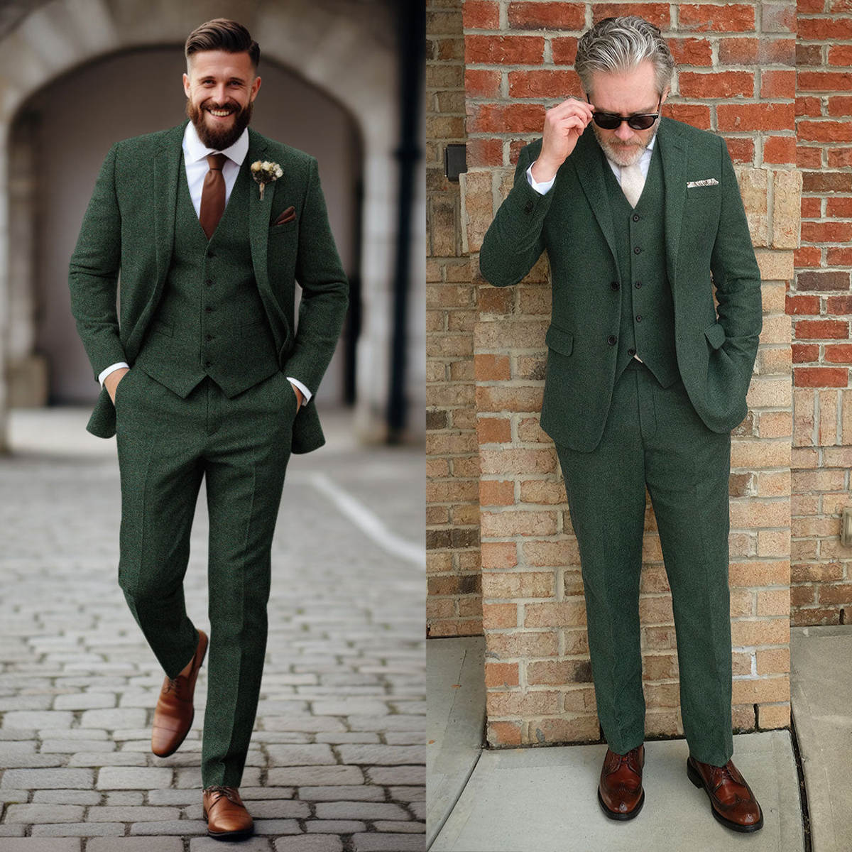 Modern New Fashion Wedding Tuxedos Men Suits 3-Pieces Peaked Lapel Jacket Two Button Single Breasted Customized Pinstripe Pockets Bridegroom (Coat+Ves