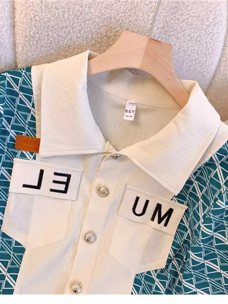 Women's Two Piece Pants Summer Korean Commuter High Waist 2-Piece Set Women New Polo Collar Color Matching Belt Top+Wide Leg Shorts Casual Elegan