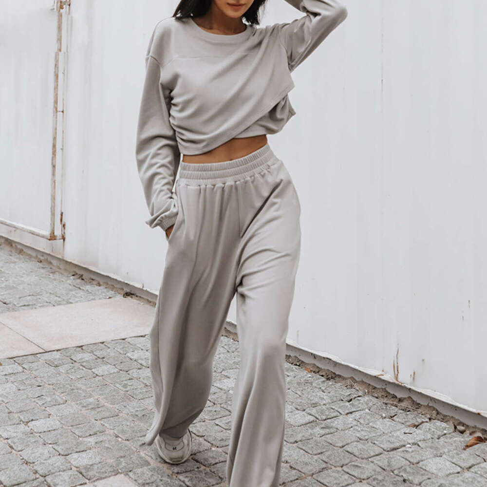 European American Women's Autumn Winter New Sports Hoodie Two-Piece Set Trendy Clothing Fashion And Leisure Temperament
