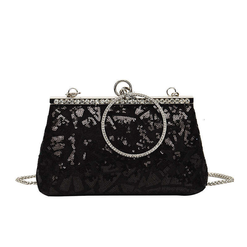 Bag women in 2024, with high-end feel a clip on handle. Small square bag for niche evening wear, dinner party single shoulder crossbody bag. 2024 new 