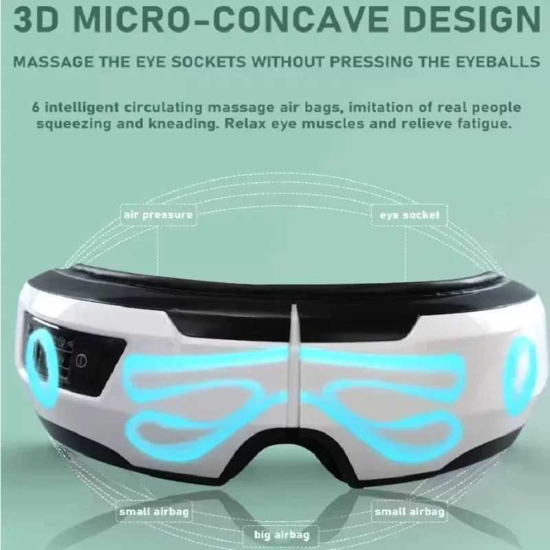 Eye Massager With Heat Smart Vibration Eye Care Compress Bluetooth Eye Massage Relax Migraines Relief ImprBluetooth Music W241213