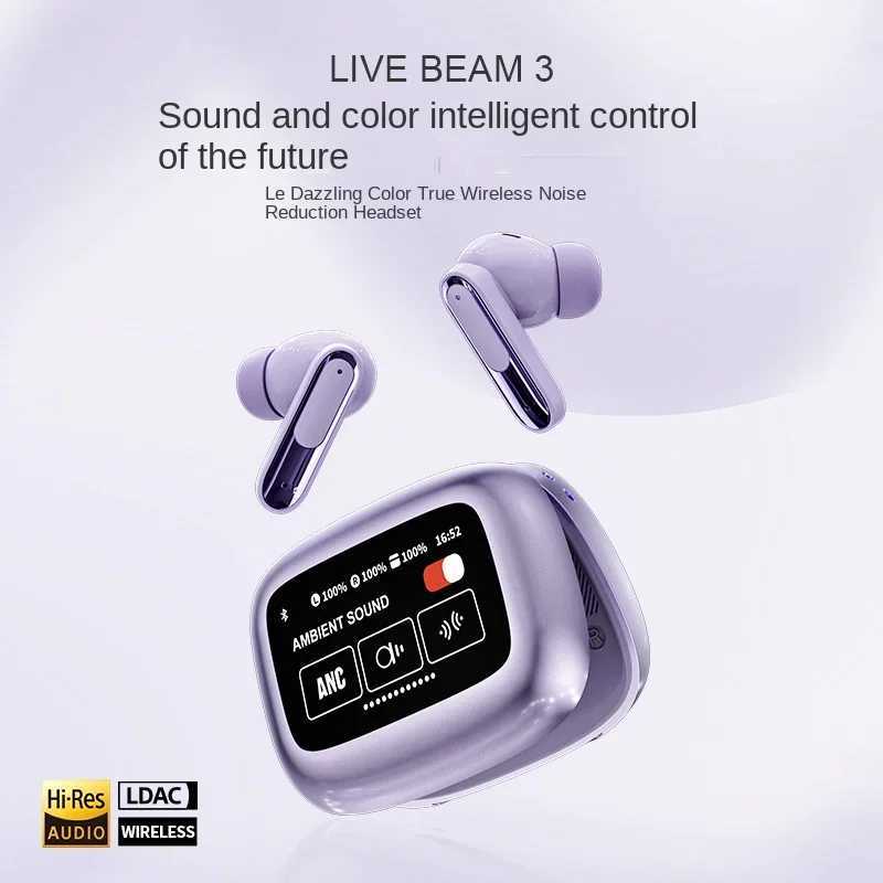 Beam 3 Smart Screen for JPL Headset Active ANC Noise Cancelling IPX4 LED Touchscreen ANC Wireless Earphones M241213