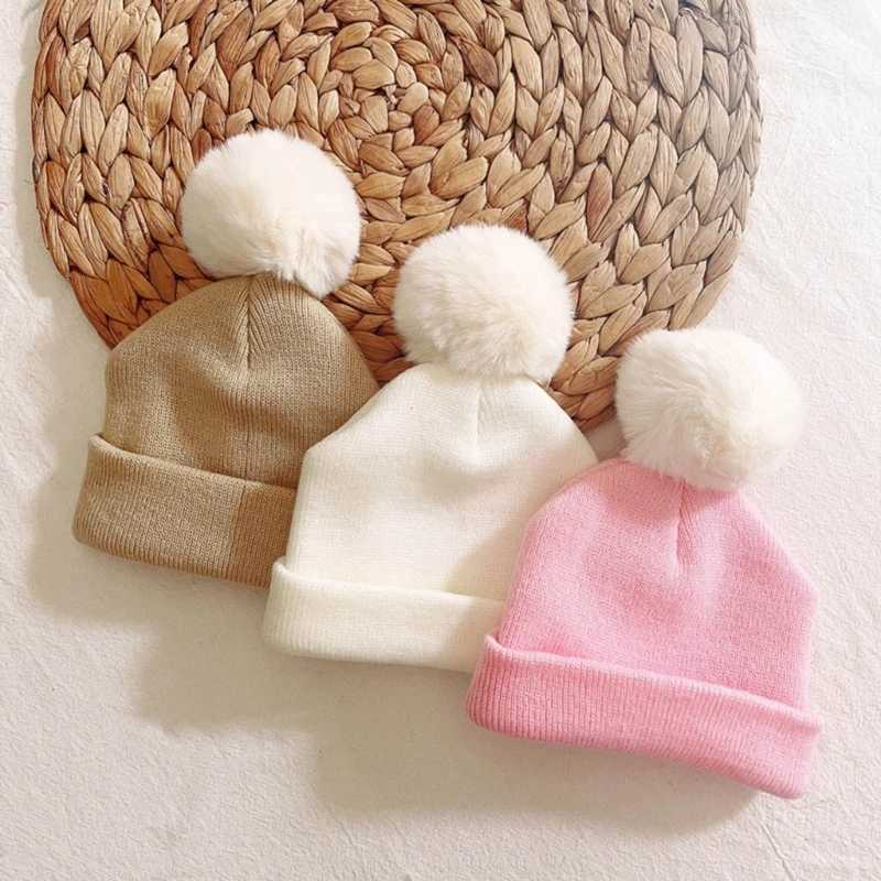 Winter Knit Baby Hat Warm Beanies for Boys Girls Infant Toddlers Baby Beanies with Single Pompoms for 6 Months to 2 YearXJ241213