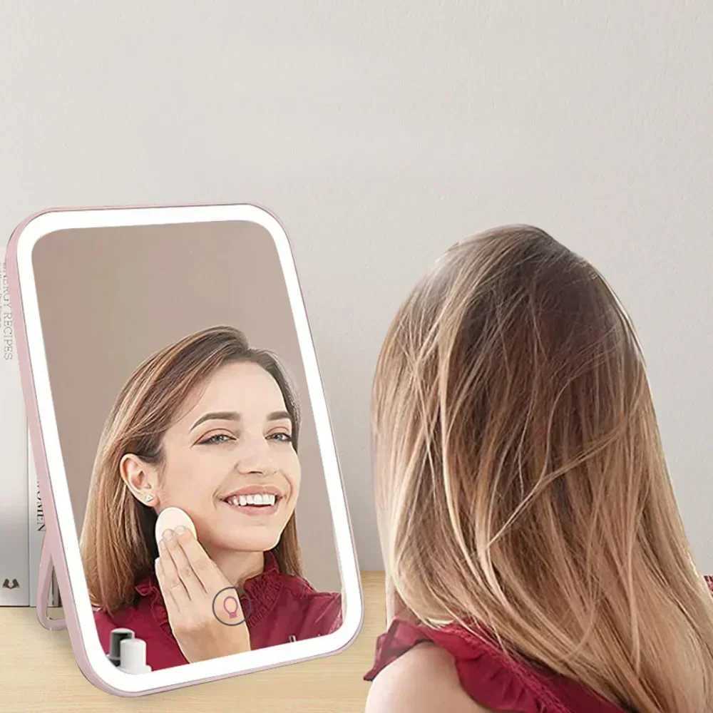 LED Foldable Makeup Mirror Rechargeable Rotating Portable Compact Travel Beauty Cosmetic Vanity Mirror with lights for GiftsXJ241213