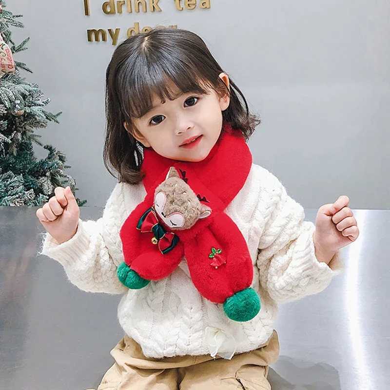 Scarves Wraps Christmas Childrens Scarf Winter Child Neck Warmer Baby Winter Accessories Cartoon Scarf for Girls Child Neck Gaiter Kids Gifts H241213