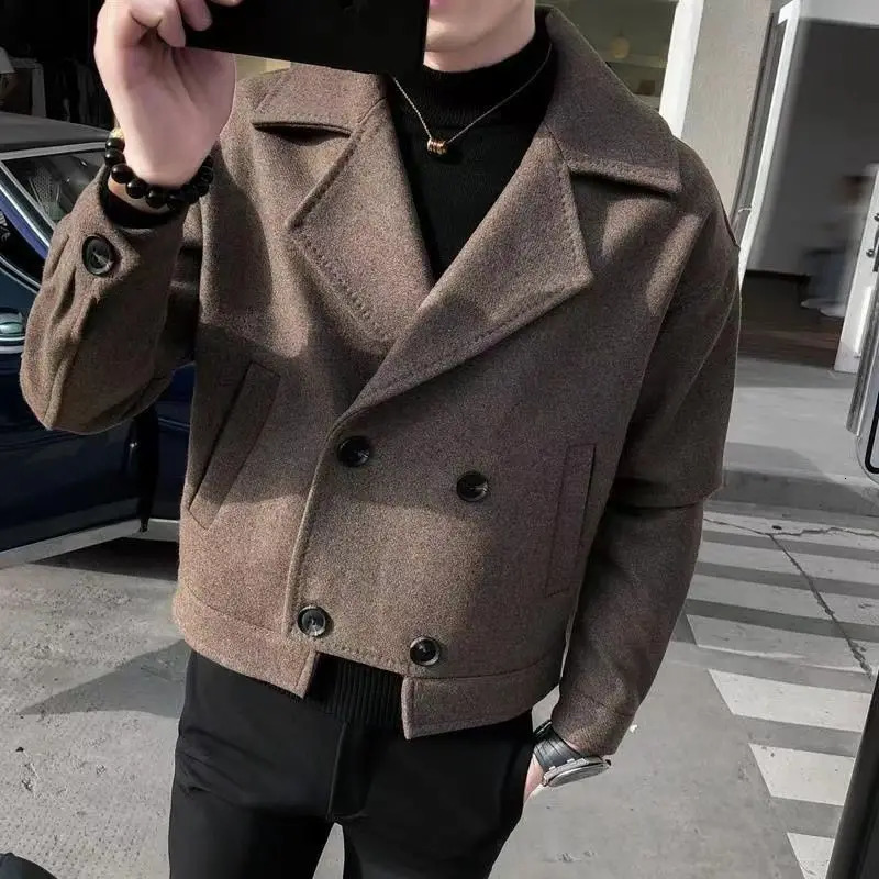 Mens Wool Blends Jackets Oversize Male Coats Warm Short Fleeced Trendy y ner Clothes Offer Cold Harajuku Sale 241213