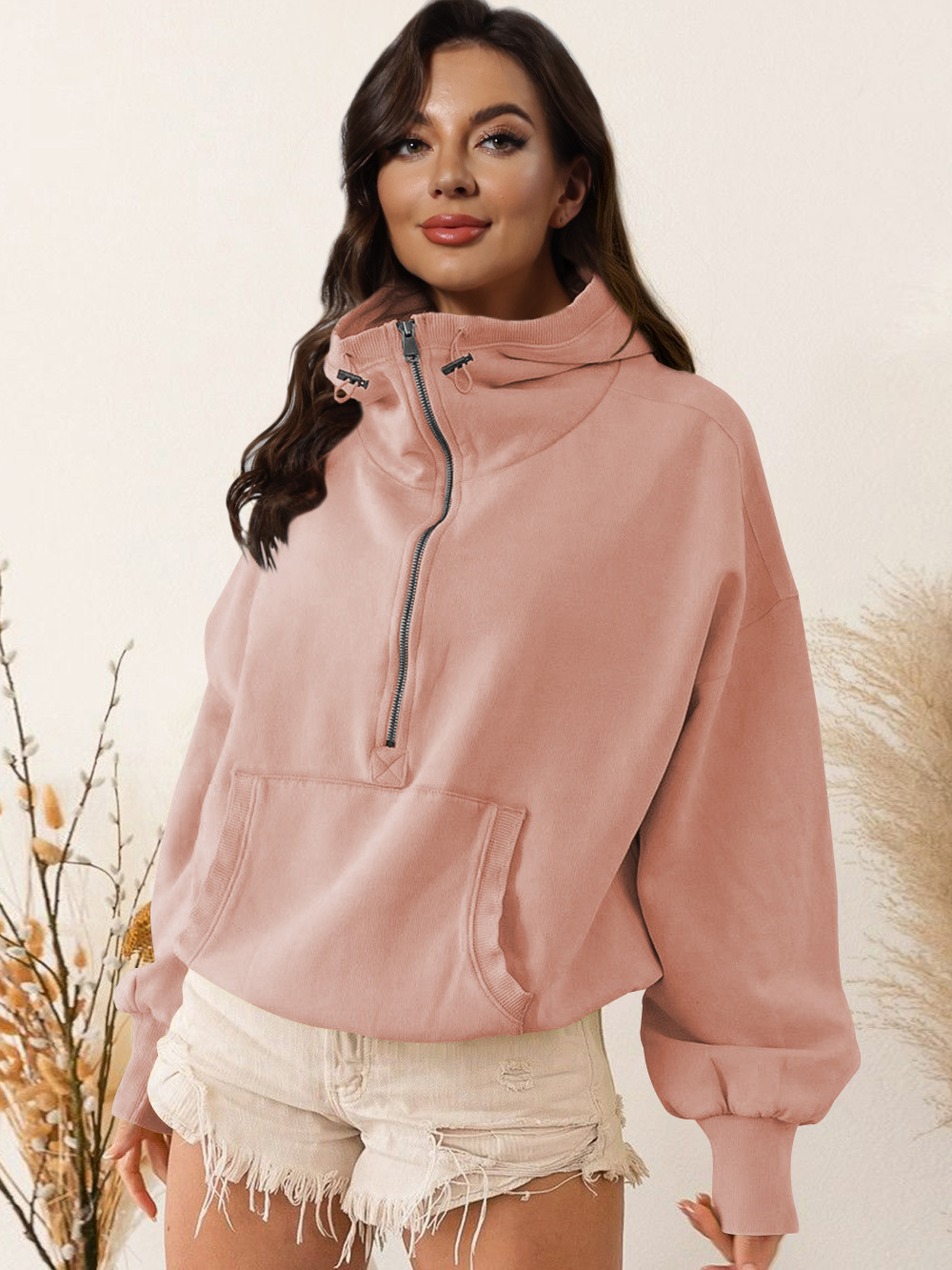 2025 free shipping designer hoodies for womens Hooded sweatshirt black pink blue green begei Sports hoodie zipper drawstring long sleeved top